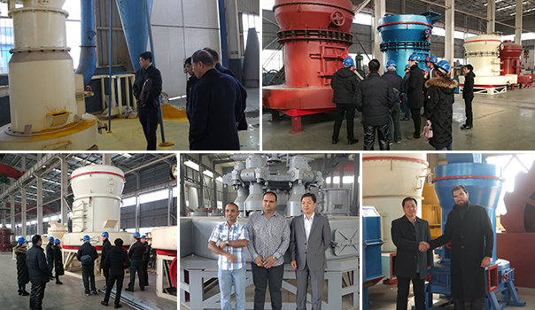 通矿客户在厂区参观雷蒙磨粉机